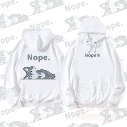 MODAKAWA ウルフ ライイング フラット グラフィック ストリートウェア プルオーバー パーカー - 白 - 5XL - image 6