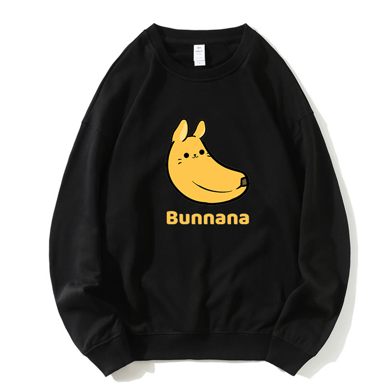 BUNNANA バニーバナナグラフィック ラウンドカラー スウェットシャツ - 黒 - 5XL - image 4
