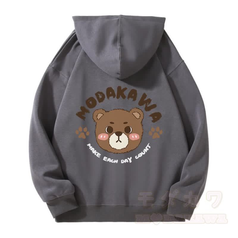 MODAKAWA キュートベアグラフィック ジップアップ パーカー スウェットシャツ - ダークグレー - 5XL - image 3