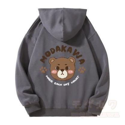 MODAKAWA キュートベアグラフィック ジップアップ パーカー スウェットシャツ - ダークグレー - 5XL - image 3