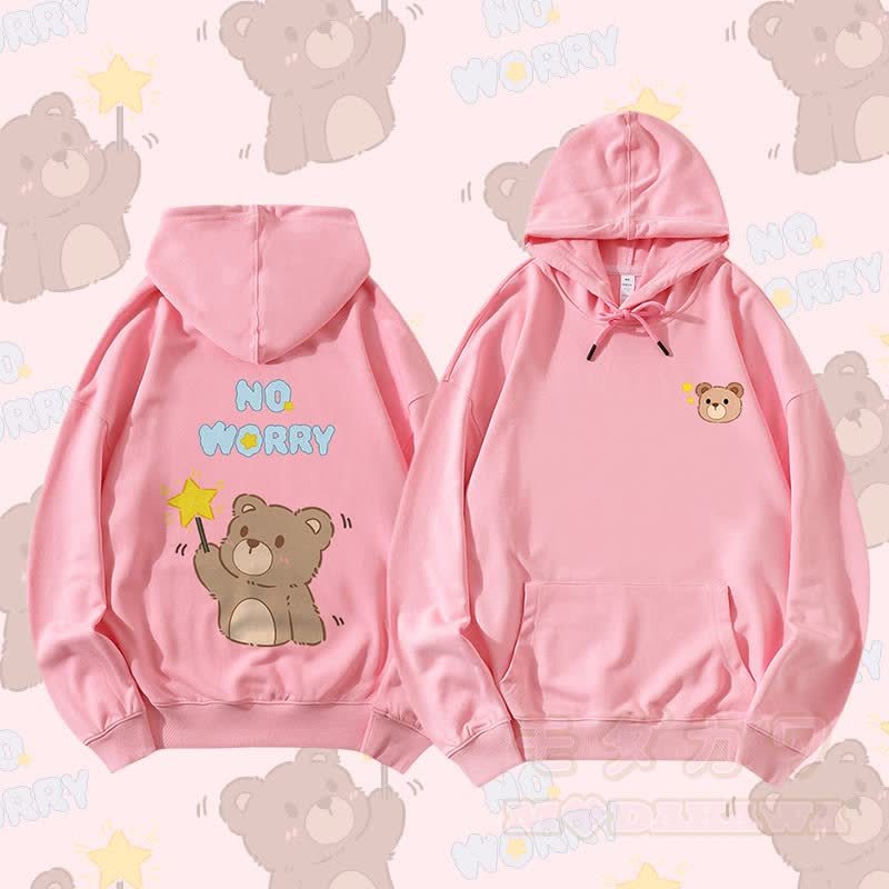 MODAKAWA NO WORRY ベアグラフィック カップルマッチングパーカー - ピンク - 5XL - image 7