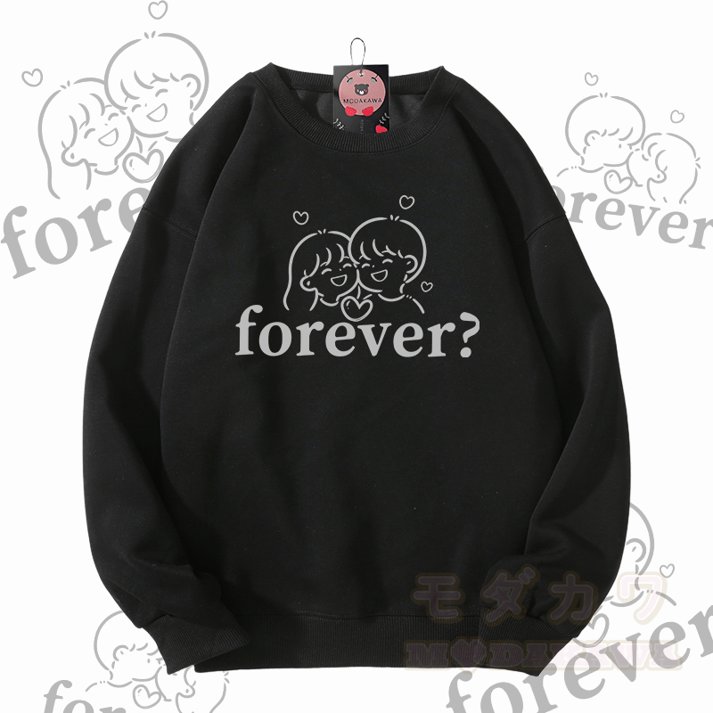 MODAKAWA FOREVER カップルグラフィック ユニセックス スウェットシャツ - 黒 - 5XL - image 9