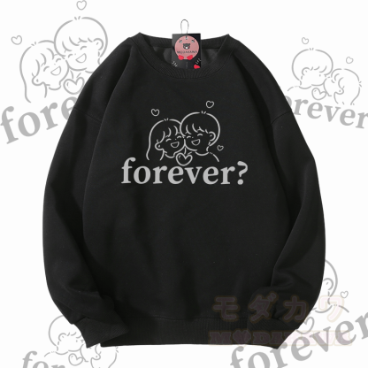 MODAKAWA FOREVER カップルグラフィック ユニセックス スウェットシャツ - 黒 - 5XL - image 9
