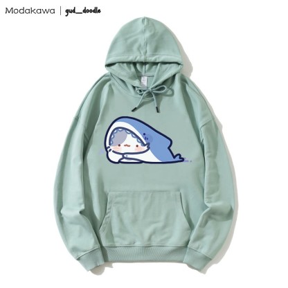 MODAKAWA X gud_doodleキティシャークプリント ルーズパーカー - Green - 5XL - image 6