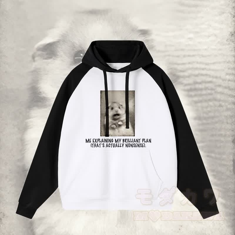 ナンセンスな私の素晴らしい計画を説明する私 ショッキングマウスグラフィックストリートウェアカラーブロックパーカー - 黒 - 3XL - image 3