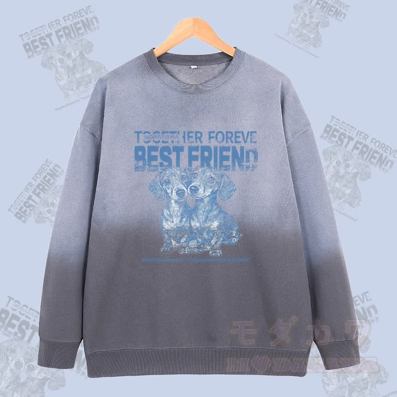 MODAKAWA BEST FRIEND パピーグラフィック ヴィンテージウォッシュドグラデーション ユニセックス スウェットシャツ - グレー - 2XL - image 3