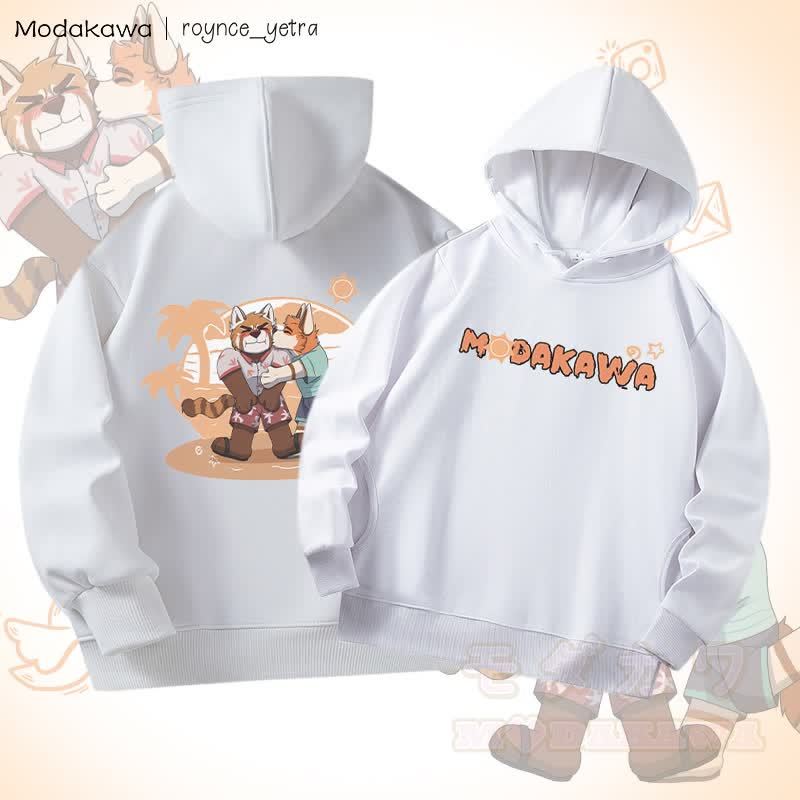 MODAKAWA X roynce_yetra Anderson Kisses Felipe グラフィック綿パーカー サイドポケット付き - ホワイトB - 5XL - image 4