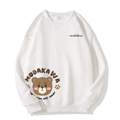 MODAKAWA キュートベアグラフィック ユニセックス ストリートウェア スウェットシャツ - White - 5XL - image 2