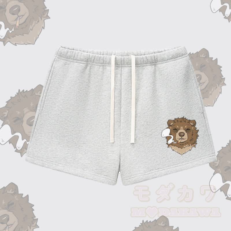 MODAKAWA スモーキングベア グラフィック 厚手裏起毛ショートパンツ - グレー - L - image 6