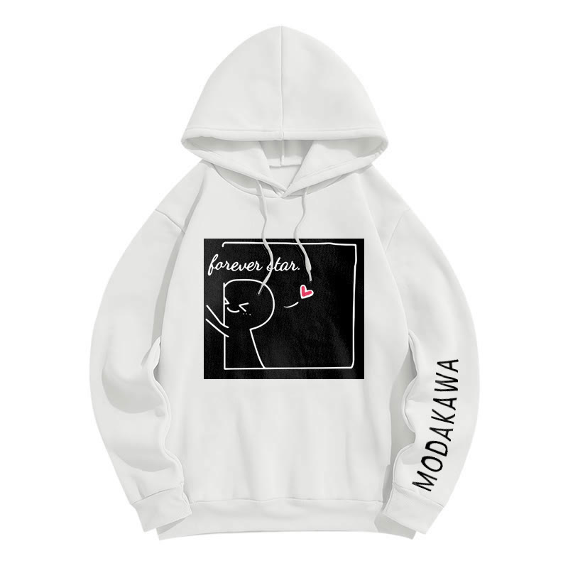 YOU ARE MY FOREVER STARModakawaキャラクター レタープリント ルーズ パーカー - White A - 6XL - image 9