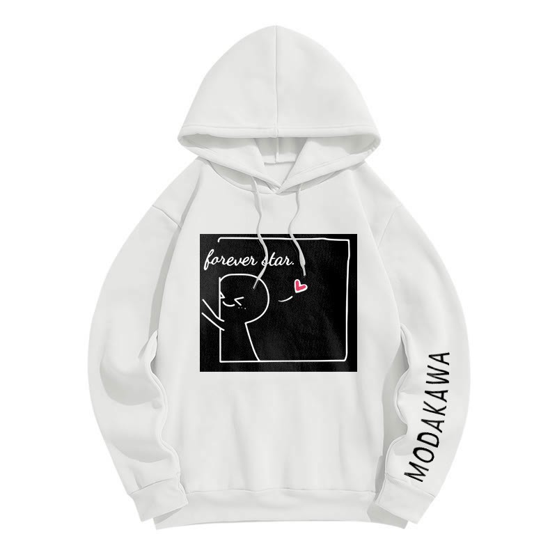 YOU ARE MY FOREVER STARModakawaキャラクター レタープリント ルーズ パーカー - White A - 6XL - image 9