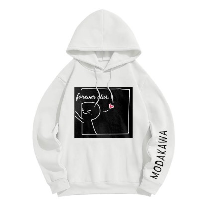 YOU ARE MY FOREVER STARModakawaキャラクター レタープリント ルーズ パーカー - White A - 6XL - image 9