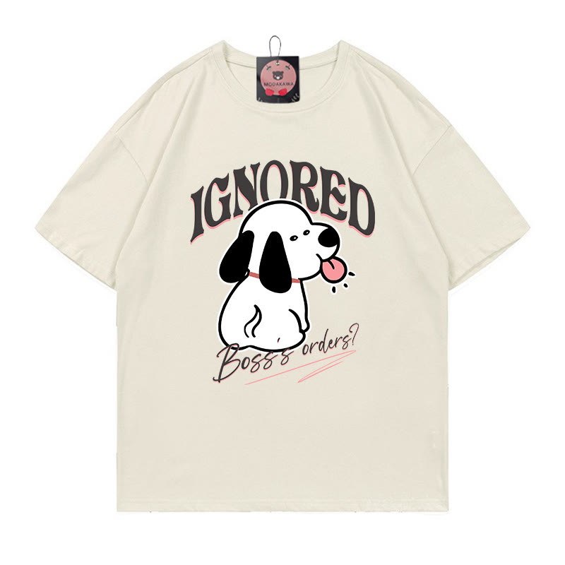 IGNORED BOSS'S ORDERS子犬プリントの100%綿ModakawaTシャツ - Beige - 5XL - image 3