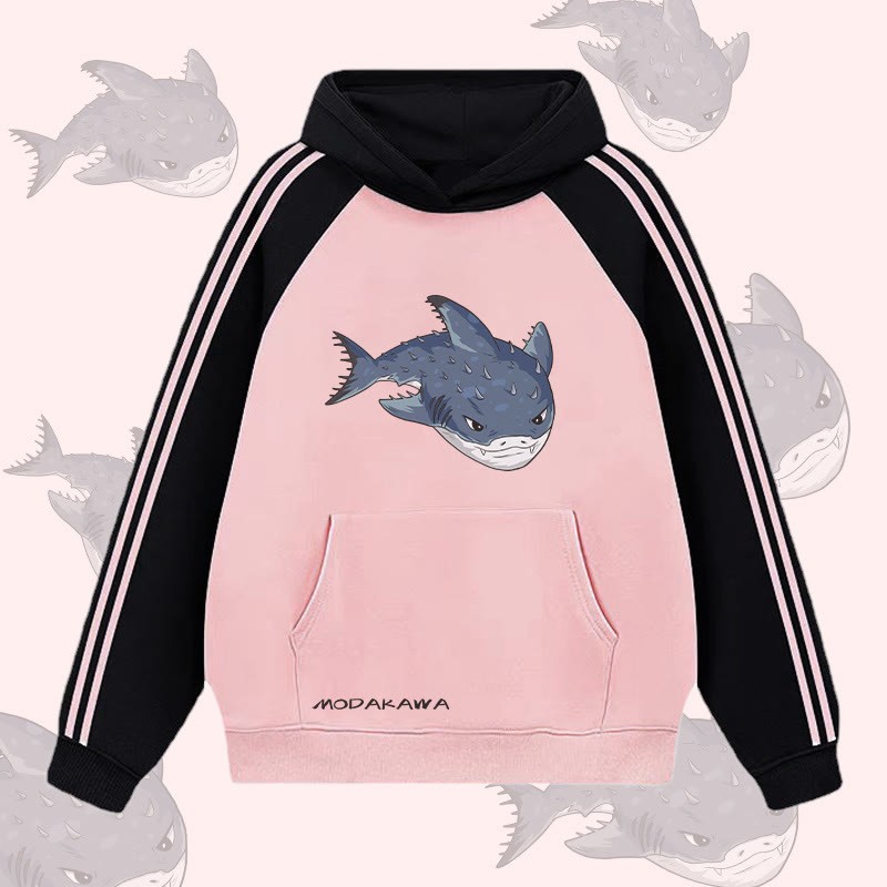 MODAKAWA スパードッグ シャークグラフィックカラーブロック フリース 裏地 パーカー - Pink - 2XL - image 3