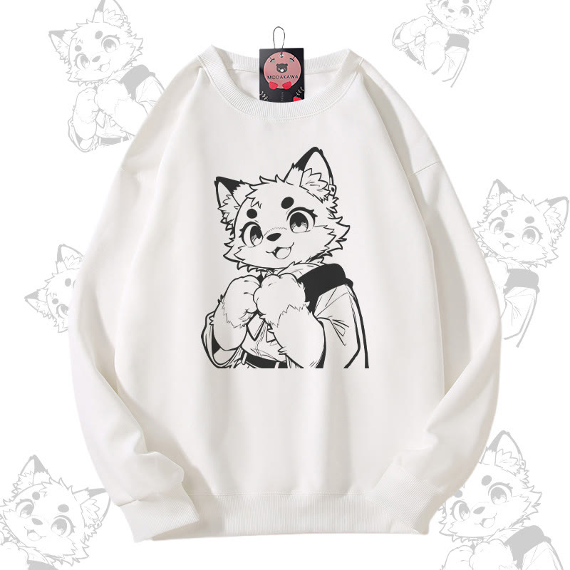 MODAKAWA キュートな猫の足跡グラフィック ユニセックス スウェットシャツ - White - 5XL - image 3