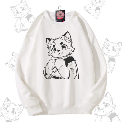 MODAKAWA キュートな猫の足跡グラフィック ユニセックス スウェットシャツ - White - 5XL - image 3