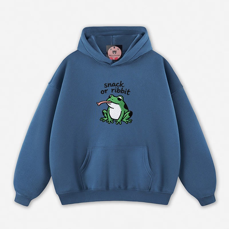 SNACK OR RIBBIT カエルグラフィック ルーズパーカー - Dark Blue - 5XL - image 5