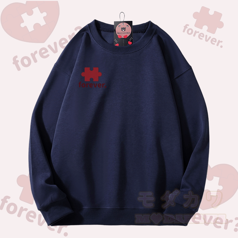 MODAKAWA FOREVER パズルハートグラフィック ユニセックス スウェットシャツ - 紫がかった青 - 5XL - image 5