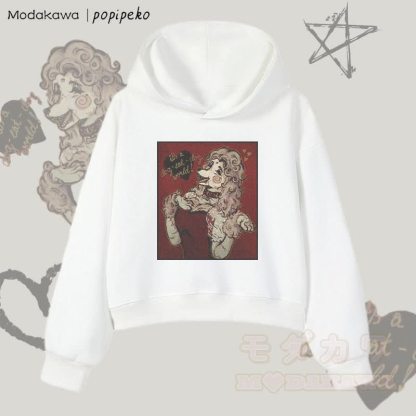 MODAKAWA X popipeko ヴィンテージプードルグラフィッククロップド綿パーカー - 白 - 3XL - image 4
