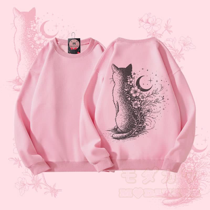 MODAKAWA ムーンキャットグラフィック ユニセックス スウェットシャツ - ピンク - 5XL - image 3