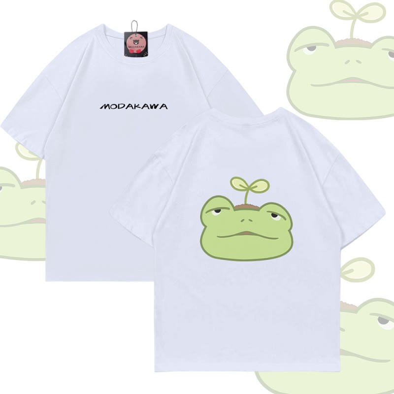 Sprout Frog Graphic Modakawa Cotton T-shirt - White - 5XL - image 3