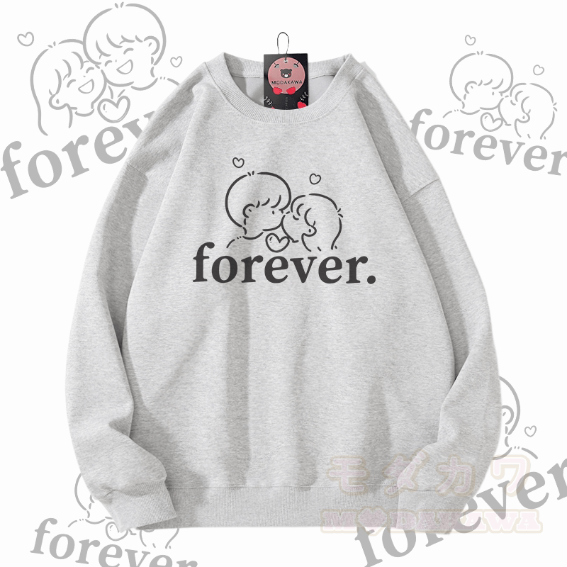 MODAKAWA FOREVER カップルグラフィック ユニセックス スウェットシャツ - グレー - 5XL - image 6