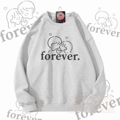 MODAKAWA FOREVER カップルグラフィック ユニセックス スウェットシャツ - グレー - 5XL - image 6