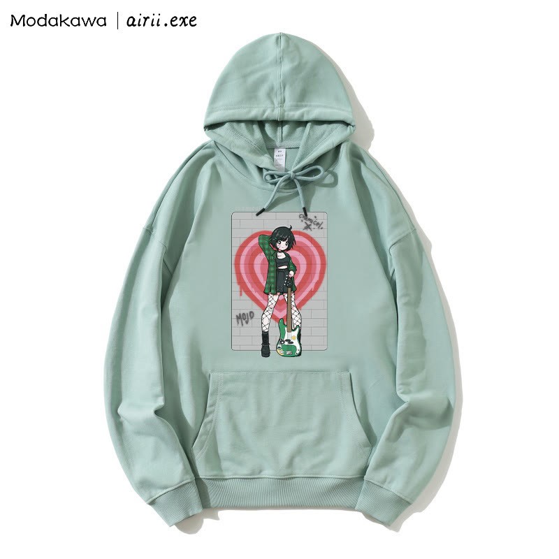 MODAKAWA X airii.exe CHEMICAL ギターガール レタープリントModakawaルーズパーカー - Green - 5XL - image 3