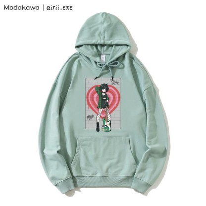 MODAKAWA X airii.exe CHEMICAL ギターガール レタープリントModakawaルーズパーカー - Green - 5XL - image 3