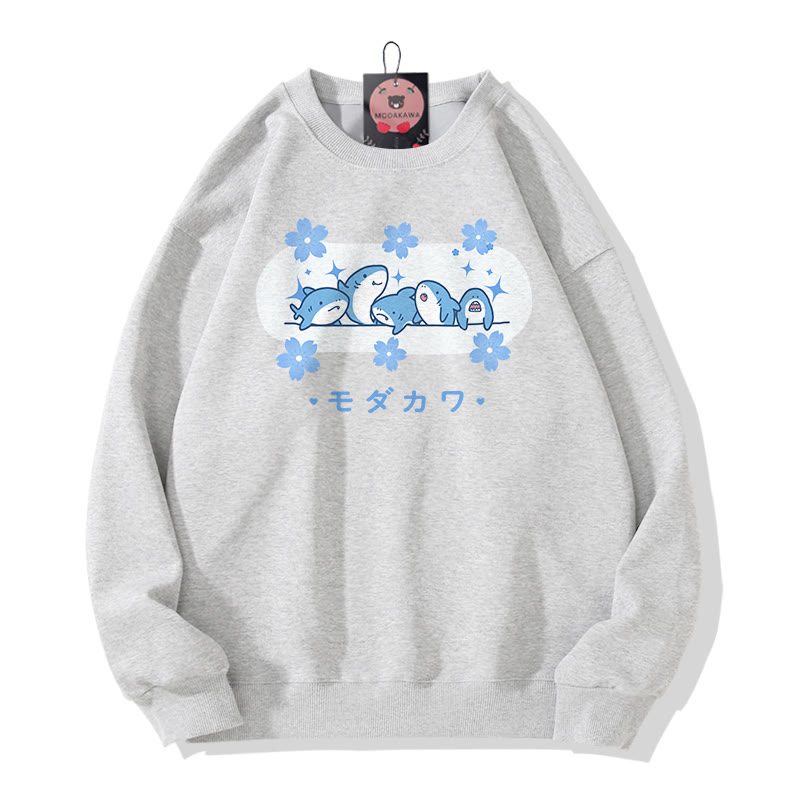 シャークプリント MODAKAWA ラウンドカラー スウェットシャツ - Grey - 5XL - image 4