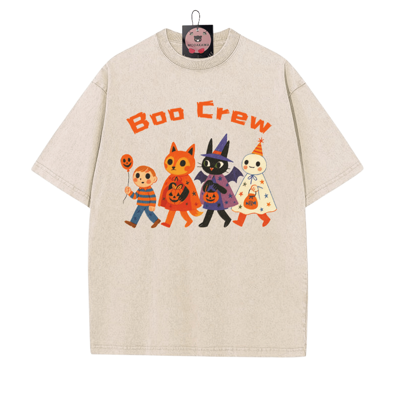 BOO CREW キティ スノーマン ボーイ プリント ヴィンテージ ウォッシュド Tシャツ - アプリコット - 5XL - image 3