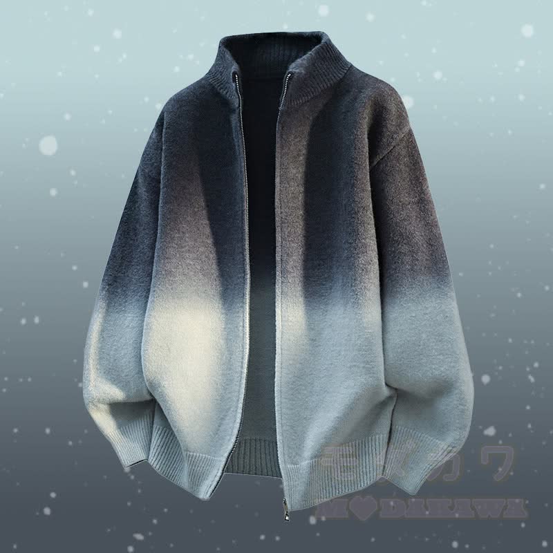 グラデーションジップアップジャケット コーデュロイパンツ ツーピース - グレーのジャケット - 3XL - image 12