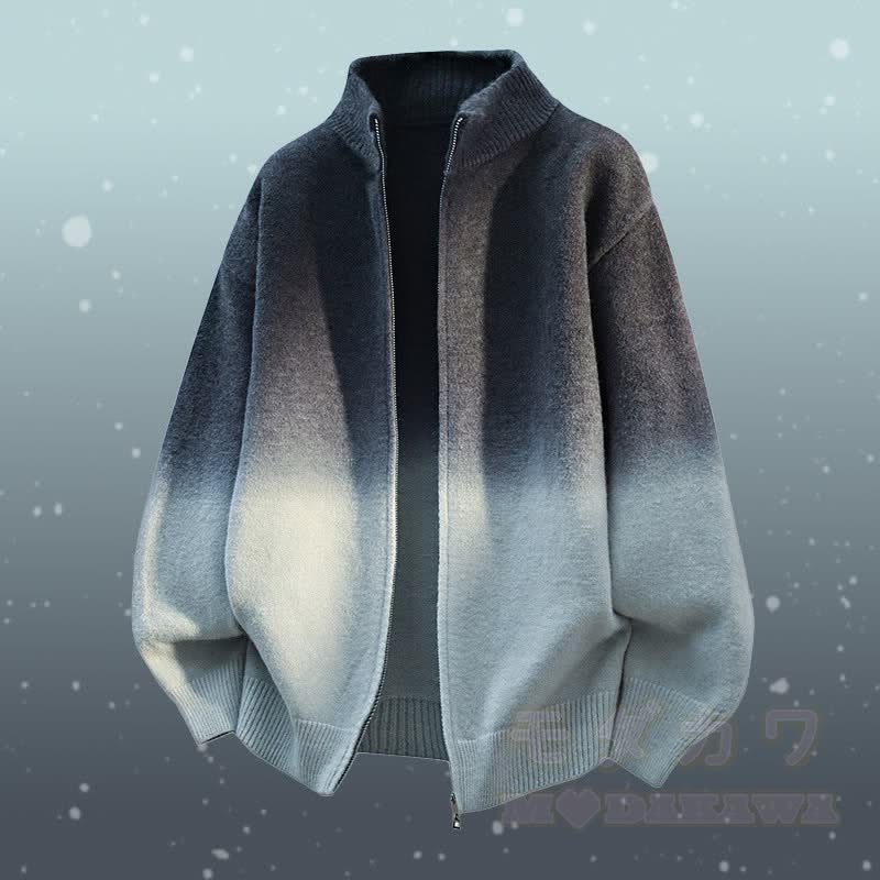 グラデーションジップアップジャケット コーデュロイパンツ ツーピース - グレーのジャケット - 3XL - image 12