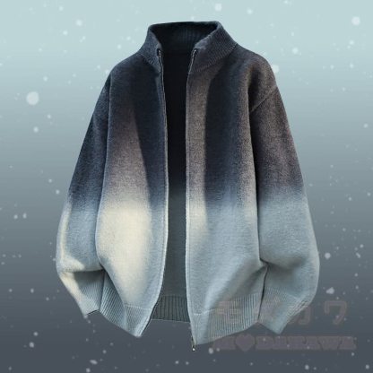 グラデーションジップアップジャケット コーデュロイパンツ ツーピース - グレーのジャケット - 3XL - image 12