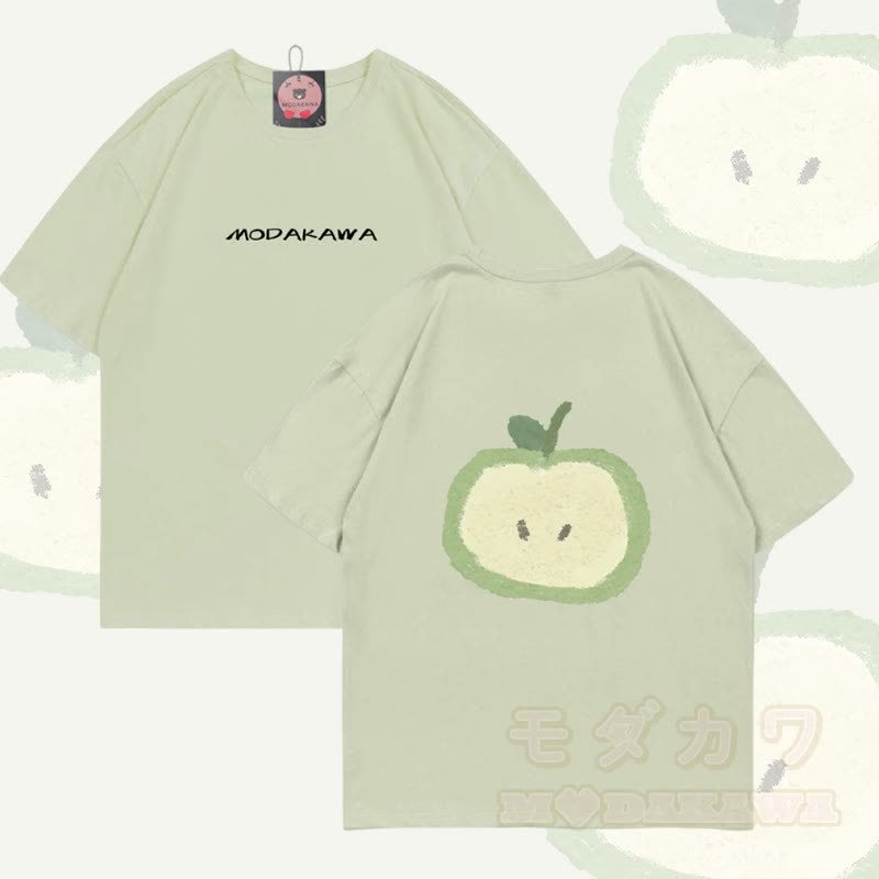 グリーンアップルグラフィックModakawa綿Tシャツ - 緑 - 5XL - image 2