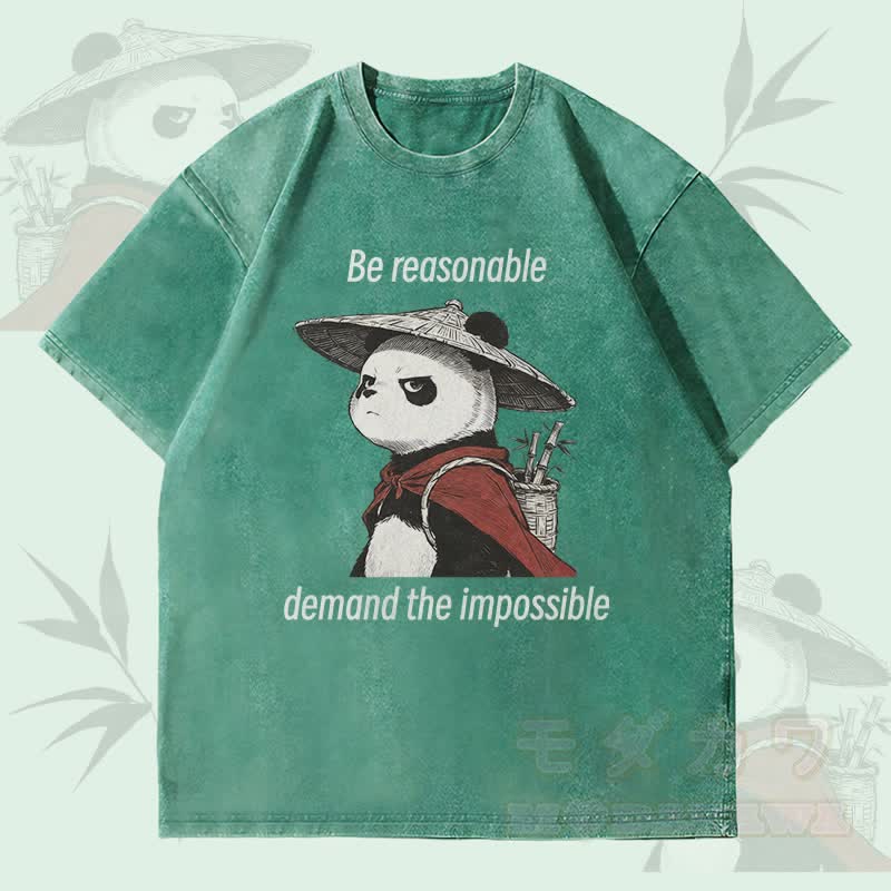 MODAKAWA BE REASONABLE パンダグラフィック ユニセックス ヴィンテージウォッシュTシャツ - 緑 - 4XL - image 3