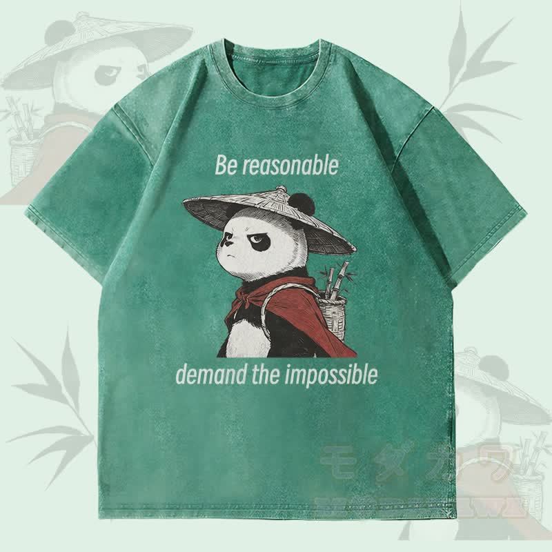 MODAKAWA BE REASONABLE パンダグラフィック ユニセックス ヴィンテージウォッシュTシャツ - 緑 - 4XL - image 3