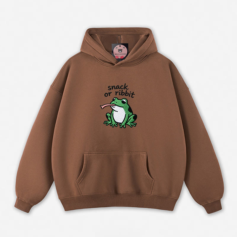 SNACK OR RIBBIT カエルグラフィック ルーズパーカー - Brown - 5XL - image 9