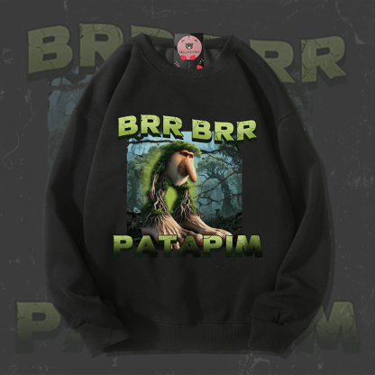 MODAKAWA BRR BRR PATAPIM フォレストモンスターグラフィック ユニセックス スウェットシャツ - Black - 5XL - image 2