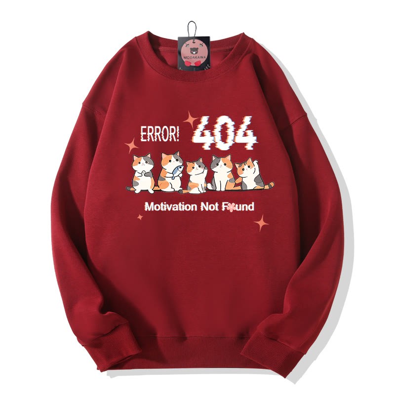ERROR 404 MOTIVATION NOT FOUNDん キティプリント ラウンドカラー スウェットシャツ - Red - 5XL - image 5