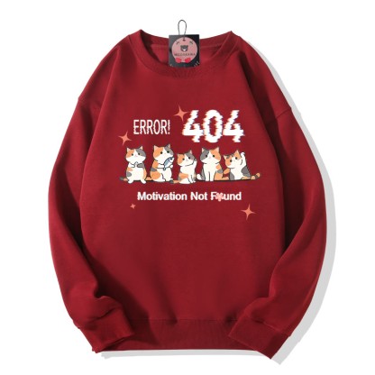 ERROR 404 MOTIVATION NOT FOUNDん キティプリント ラウンドカラー スウェットシャツ - Red - 5XL - image 5