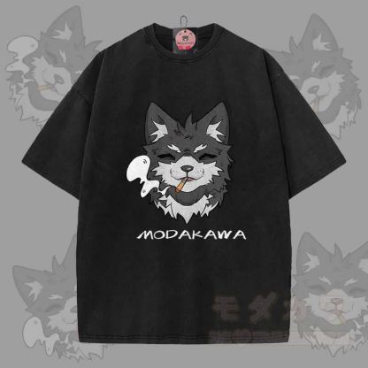 MODAKAWA 倖田來未 スモーキンググラフィック ユニセックス ヴィンテージウォッシュTシャツ - 黒 - 5XL - image 9