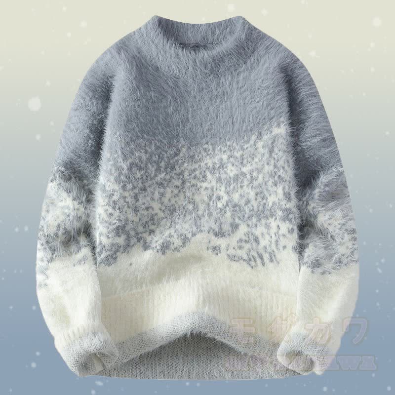 グラデーションファジーニットセーターデニムパンツツーピース - グレーのセーター - 2XL - image 8