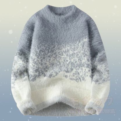 グラデーションファジーニットセーターデニムパンツツーピース - グレーのセーター - 2XL - image 8