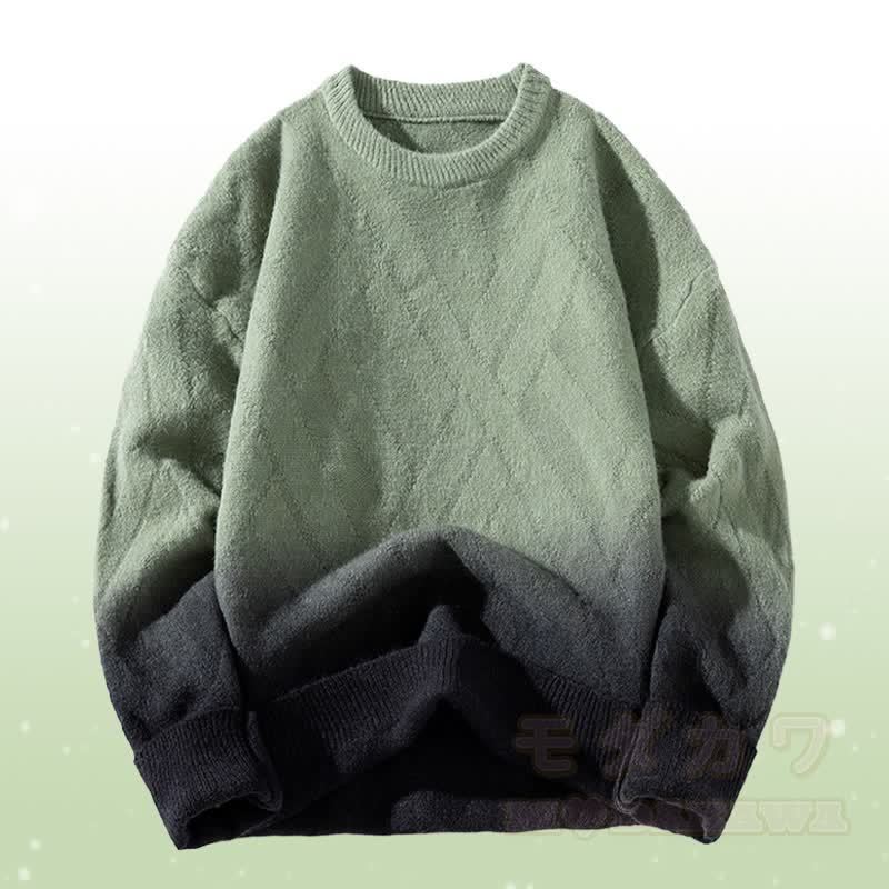 グラデーションニットセーター コーデュロイパンツ ツーピース - 緑のセーター - 3XL - image 4