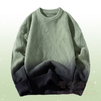 グラデーションニットセーター コーデュロイパンツ ツーピース - 緑のセーター - 3XL - image 4