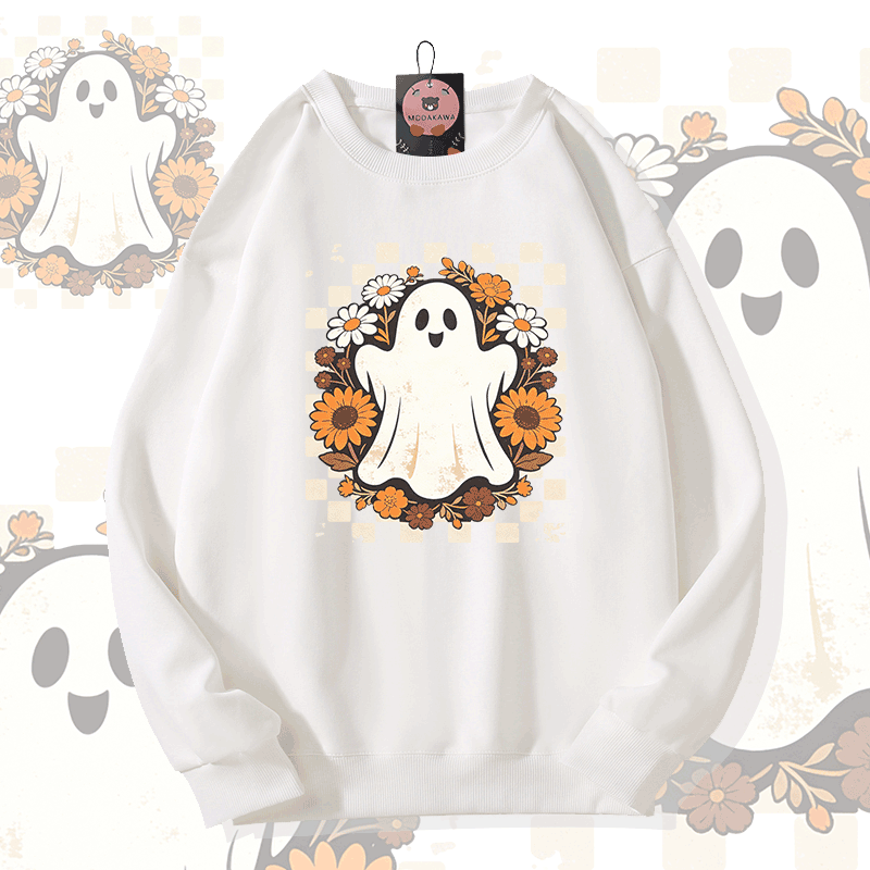 ゴーストフラワーグラフィックModakawaスウェットシャツ - White - 5XL - image 2