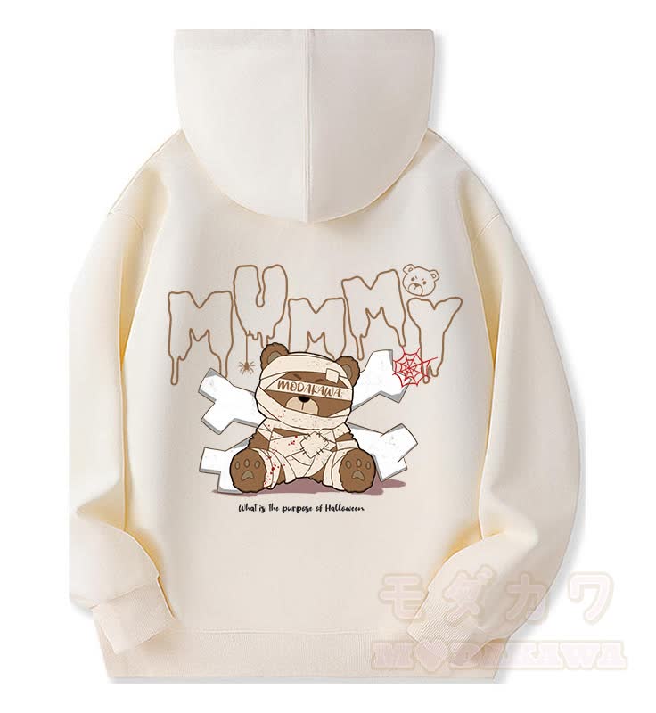 MODAKAWA マミーベア グラフィック フリース 裏地 ジップアップ パーカー スウェットシャツ - ベージュ - 5XL - image 5