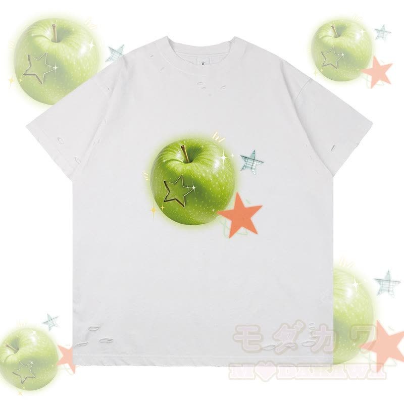 グリーンアップル スターグラフィックModakawaリップドTシャツ - 白 - 2XL - image 3
