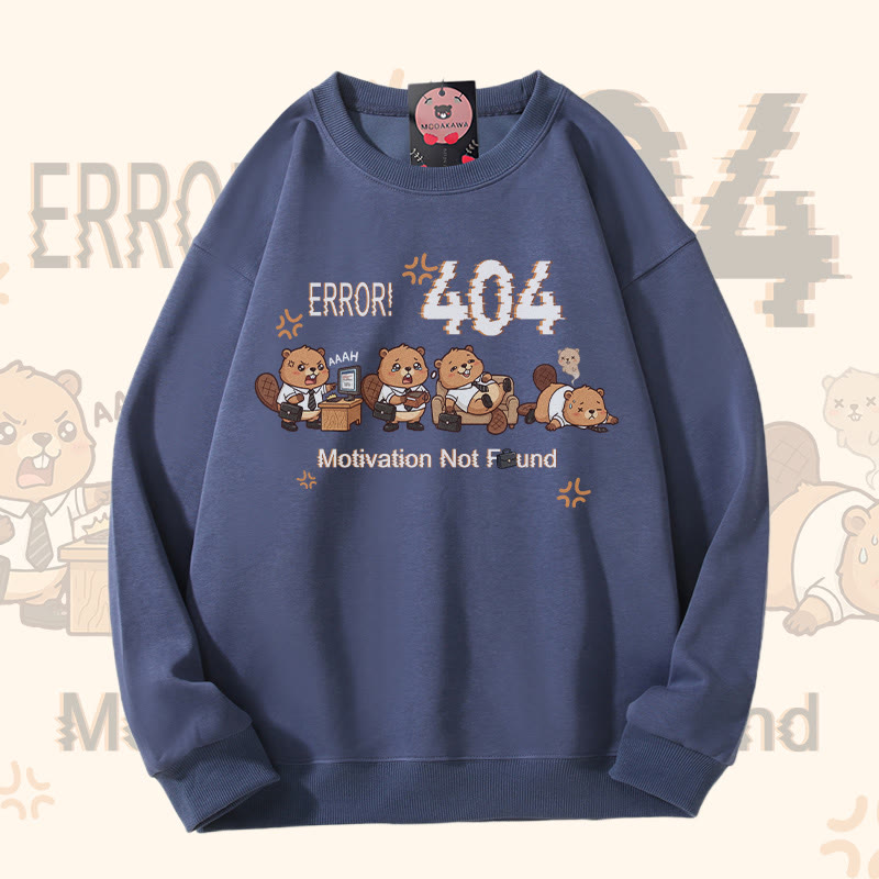 ERROR 404 MOTIVATION NOT FOUNDん リスのグラフィックModakawaスウェットシャツ - Dusty Blue - 5XL - image 4